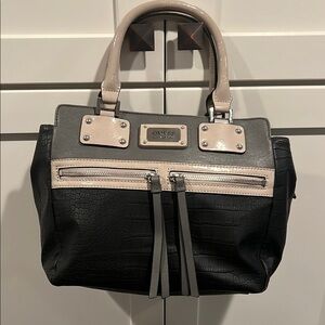 GUESS Black and Gray Satchel